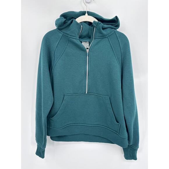 Danskin Half Zip Hoodie Relaxed Fit Dark Sea Green Kangaroo Pocket Size Large L - Picture 3 of 8